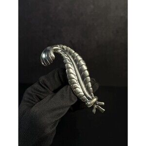 Large Vintage Sterling Silver Feather Brooch Bow Accent Pin